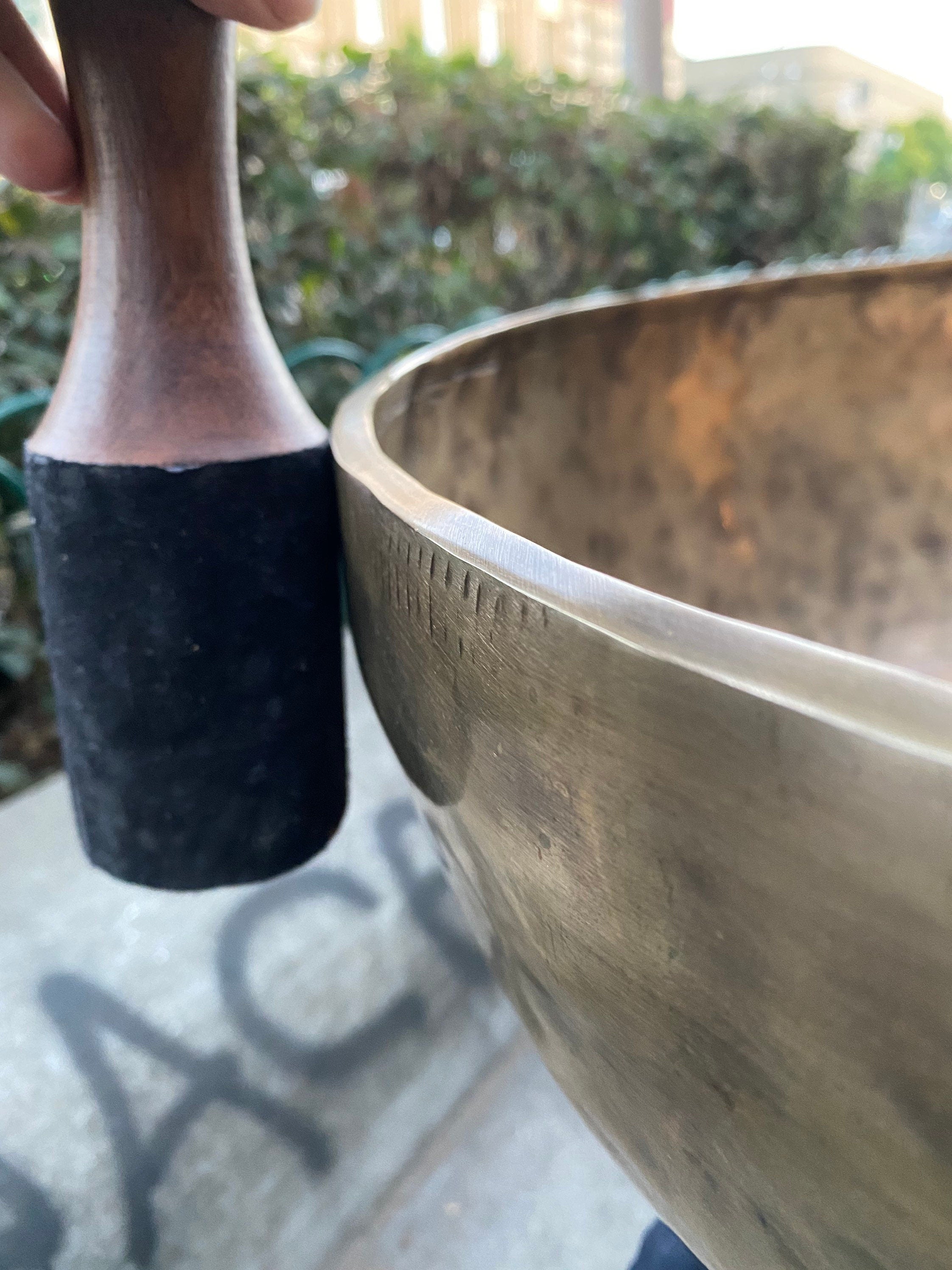 Large Hand Hammered Tibetan Singing Bowl – 20" Antique Nepal Meditation Sound Healing Decor