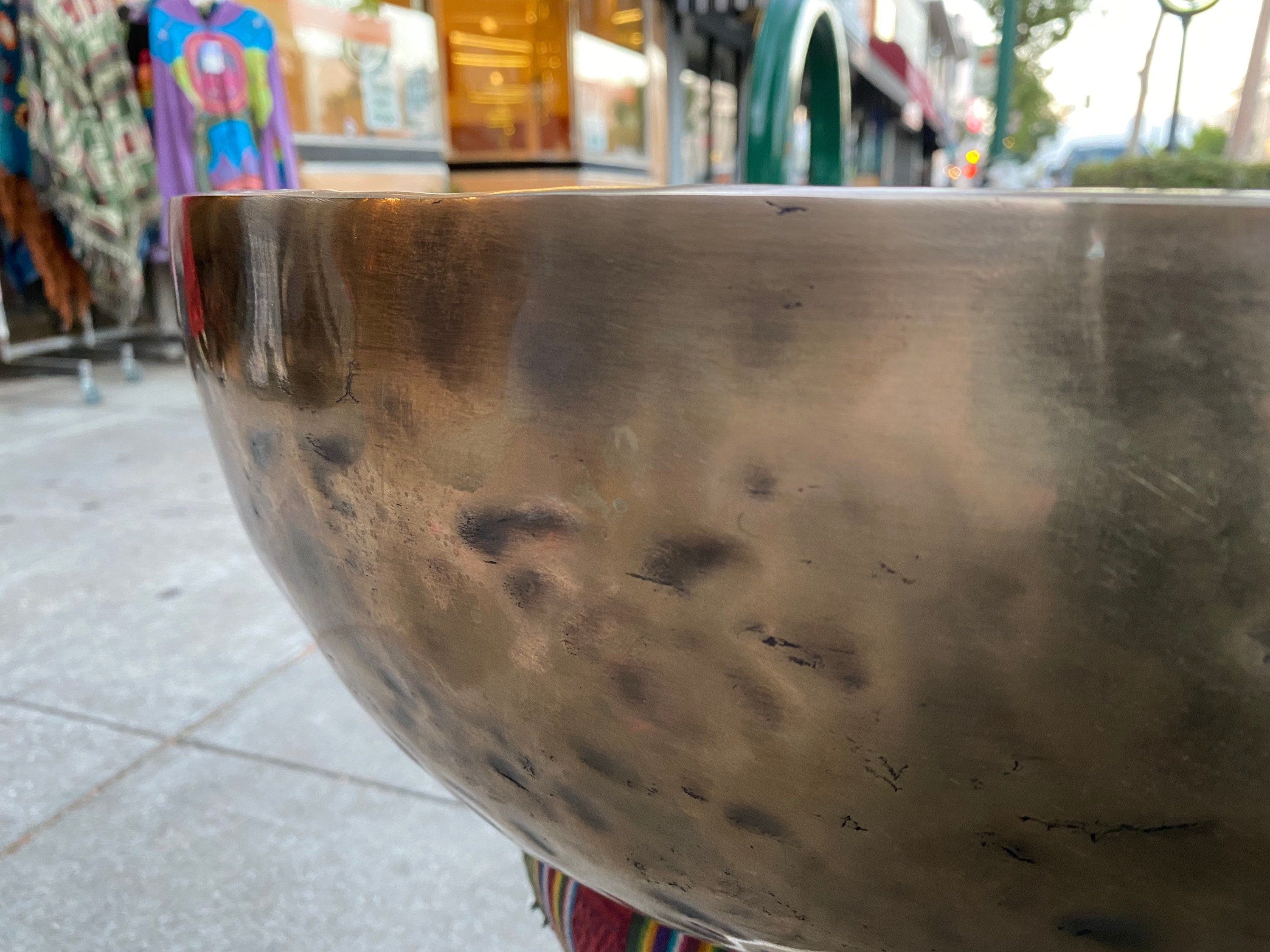 Large Hand Hammered Tibetan Singing Bowl – 20" Antique Nepal Meditation Sound Healing Decor