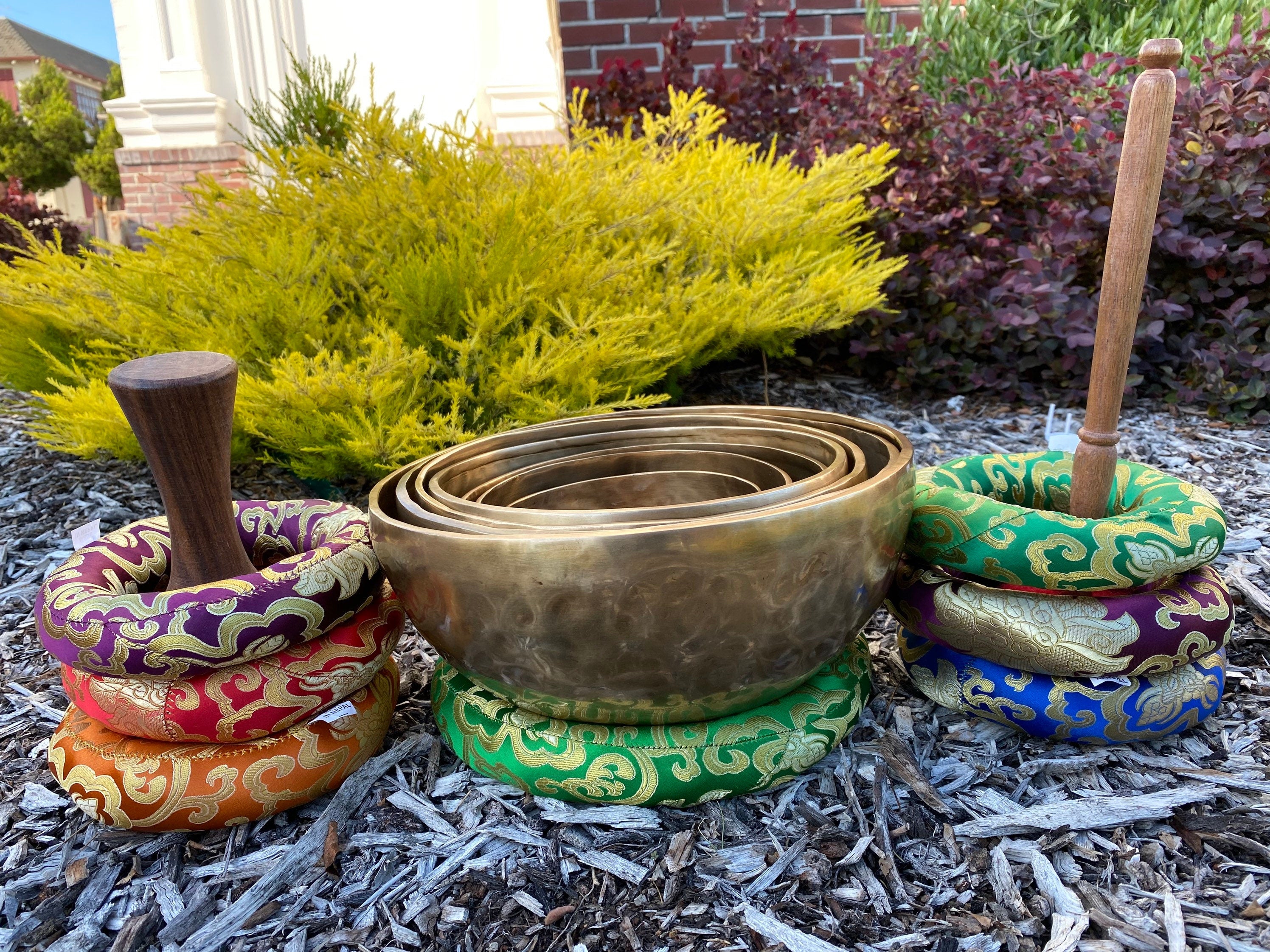 Handmade Tibetan Singing Bowl Set, Chakra Healing, Meditation