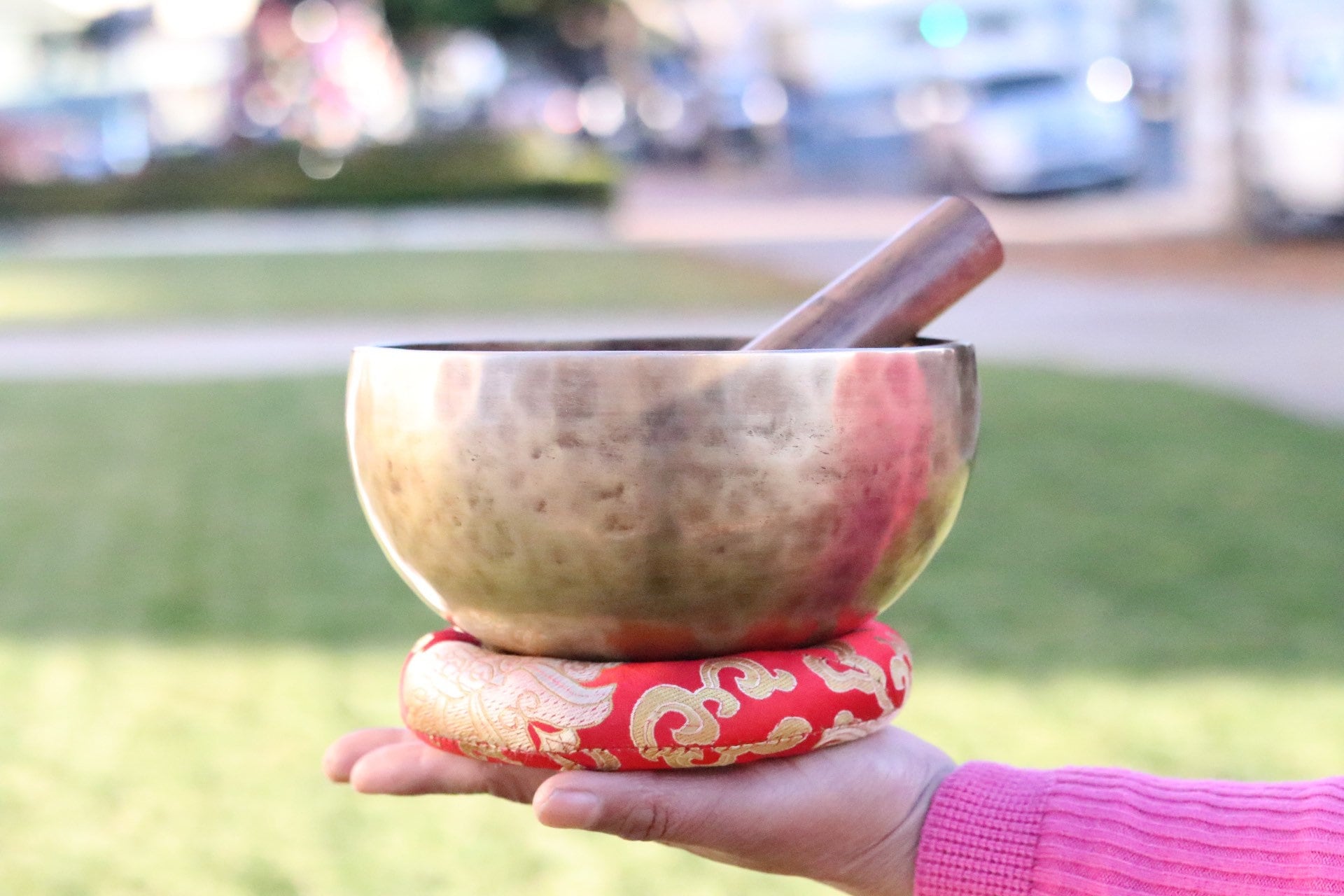 7 Inch Handmade Tibetan Singing Bowl Set with Mallet & Cushion