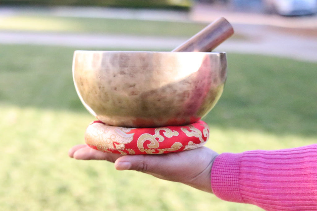 7 Inch Handmade Tibetan Singing Bowl Set with Mallet & Cushion