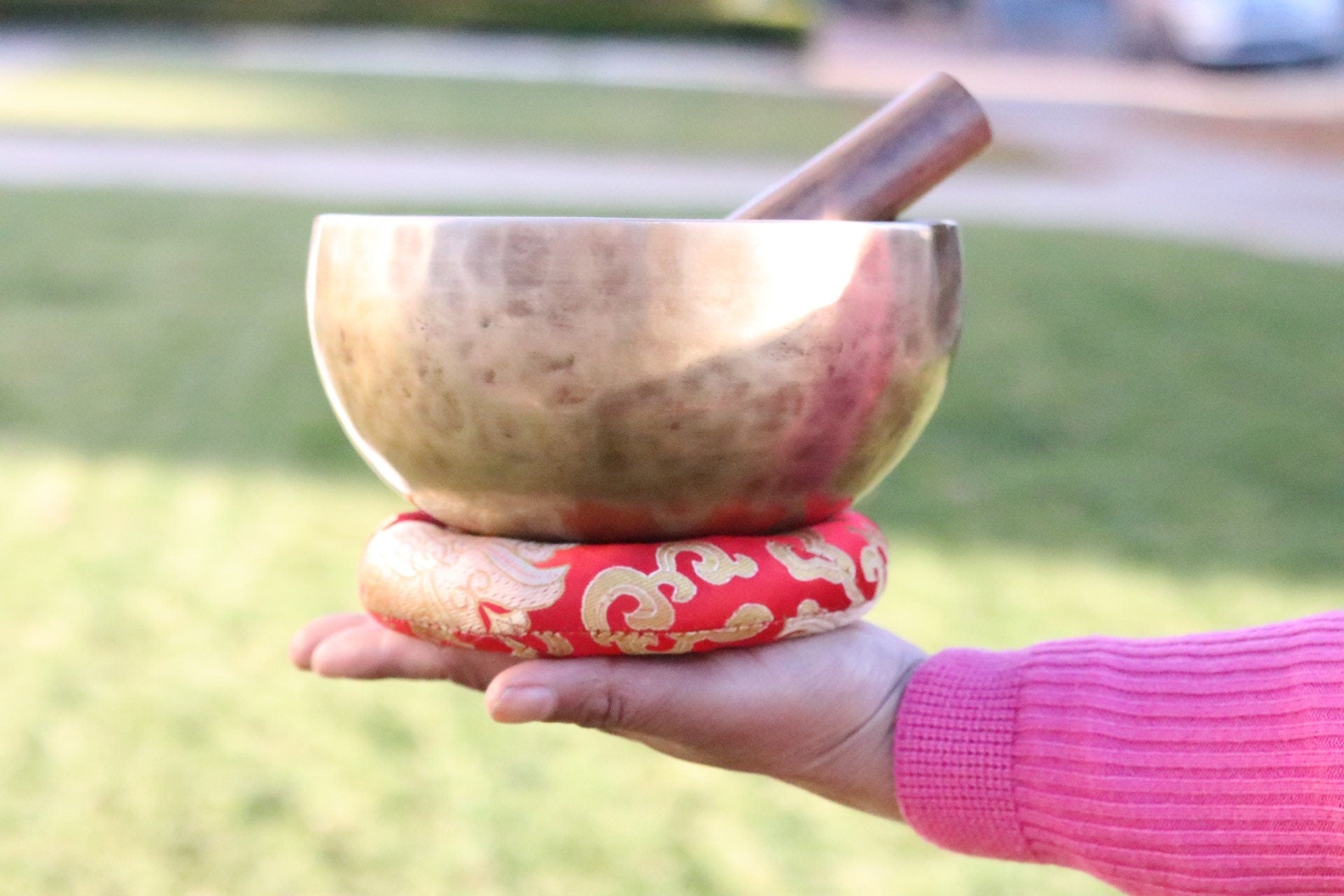 7 Inch Handmade Tibetan Singing Bowl Set with Mallet & Cushion