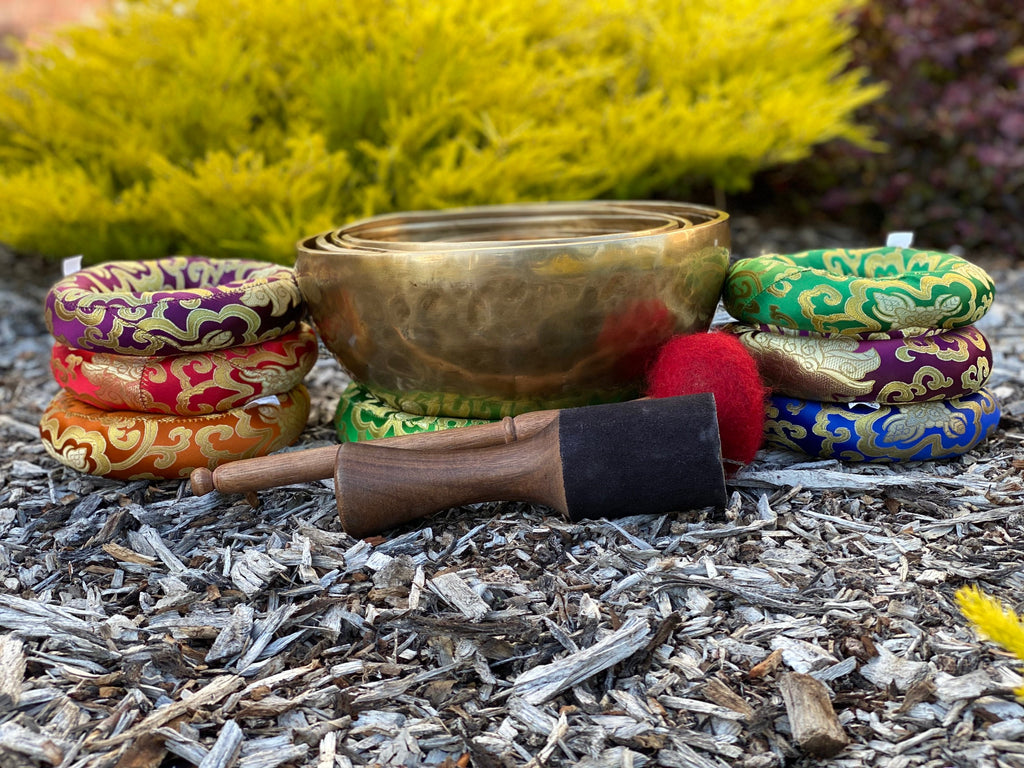 Handmade Tibetan Singing Bowl Set, Chakra Healing, Meditation