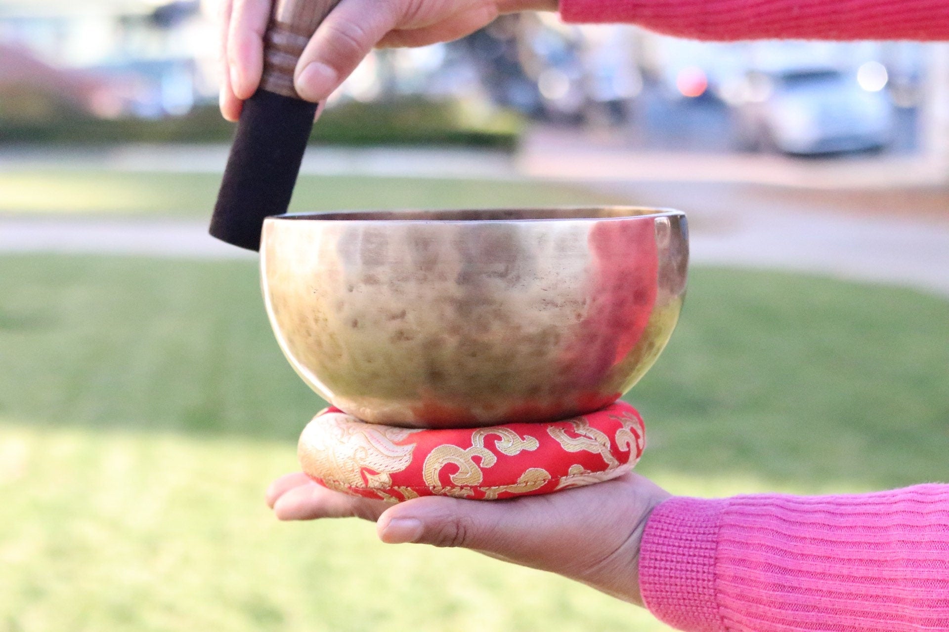 7 Inch Handmade Tibetan Singing Bowl Set with Mallet & Cushion