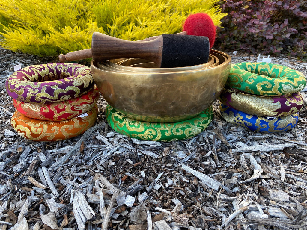 Handmade Tibetan Singing Bowl Set, Chakra Healing, Meditation