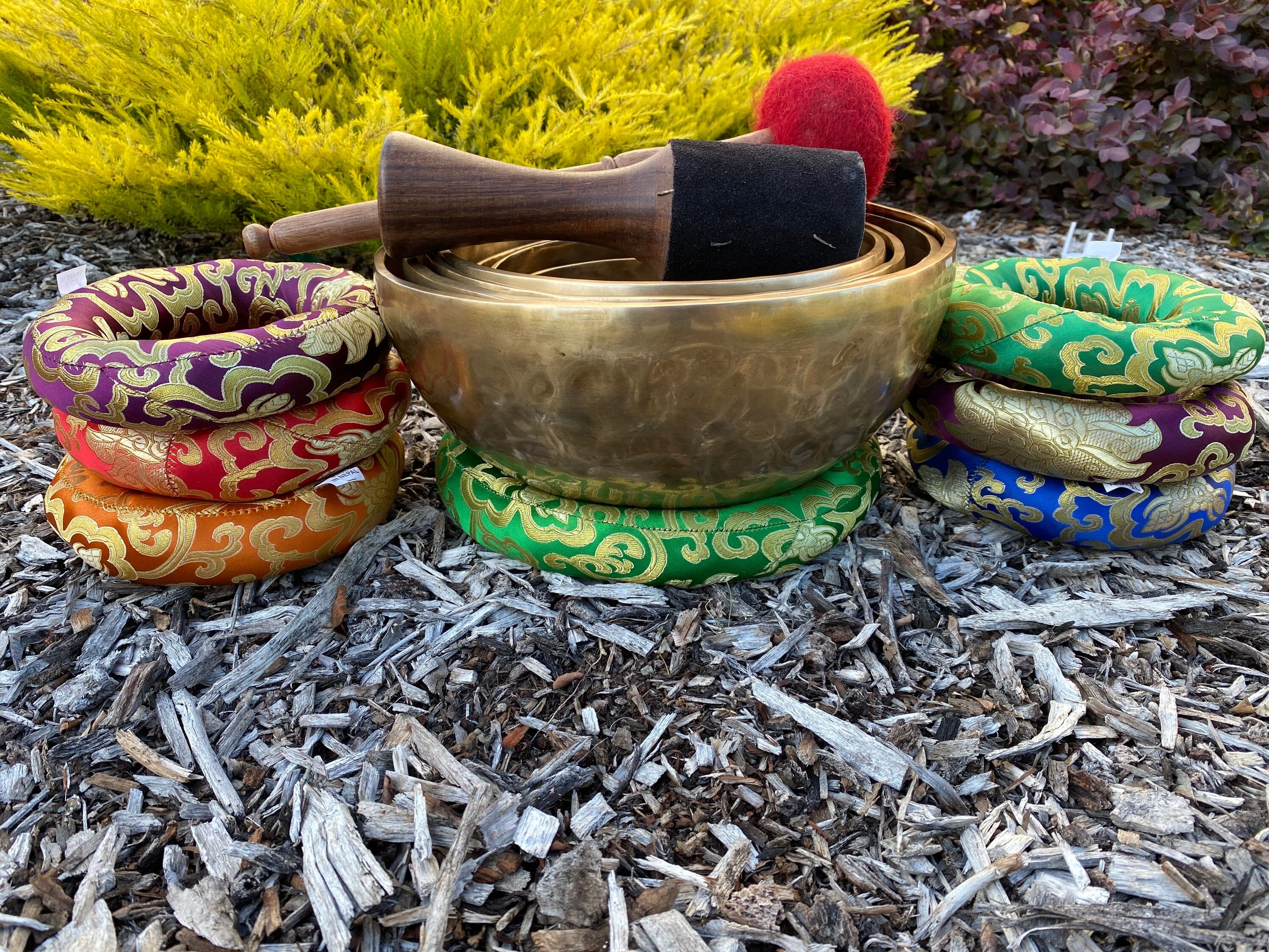 Handmade Tibetan Singing Bowl Set, Chakra Healing, Meditation