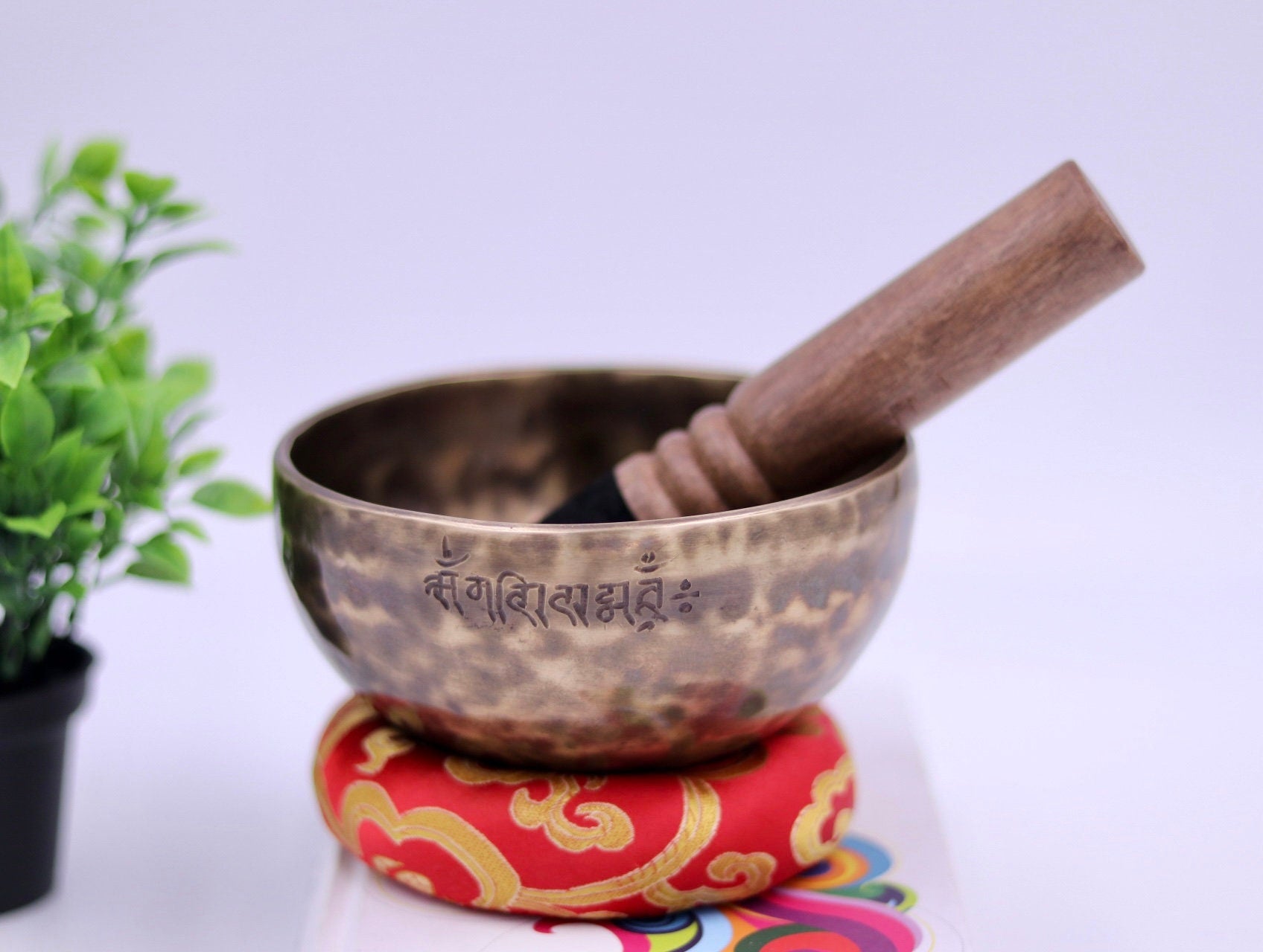 5 Inch Handmade Tibetan Singing Bowl Set from Nepal for Meditation, Yoga & Sound Therapy