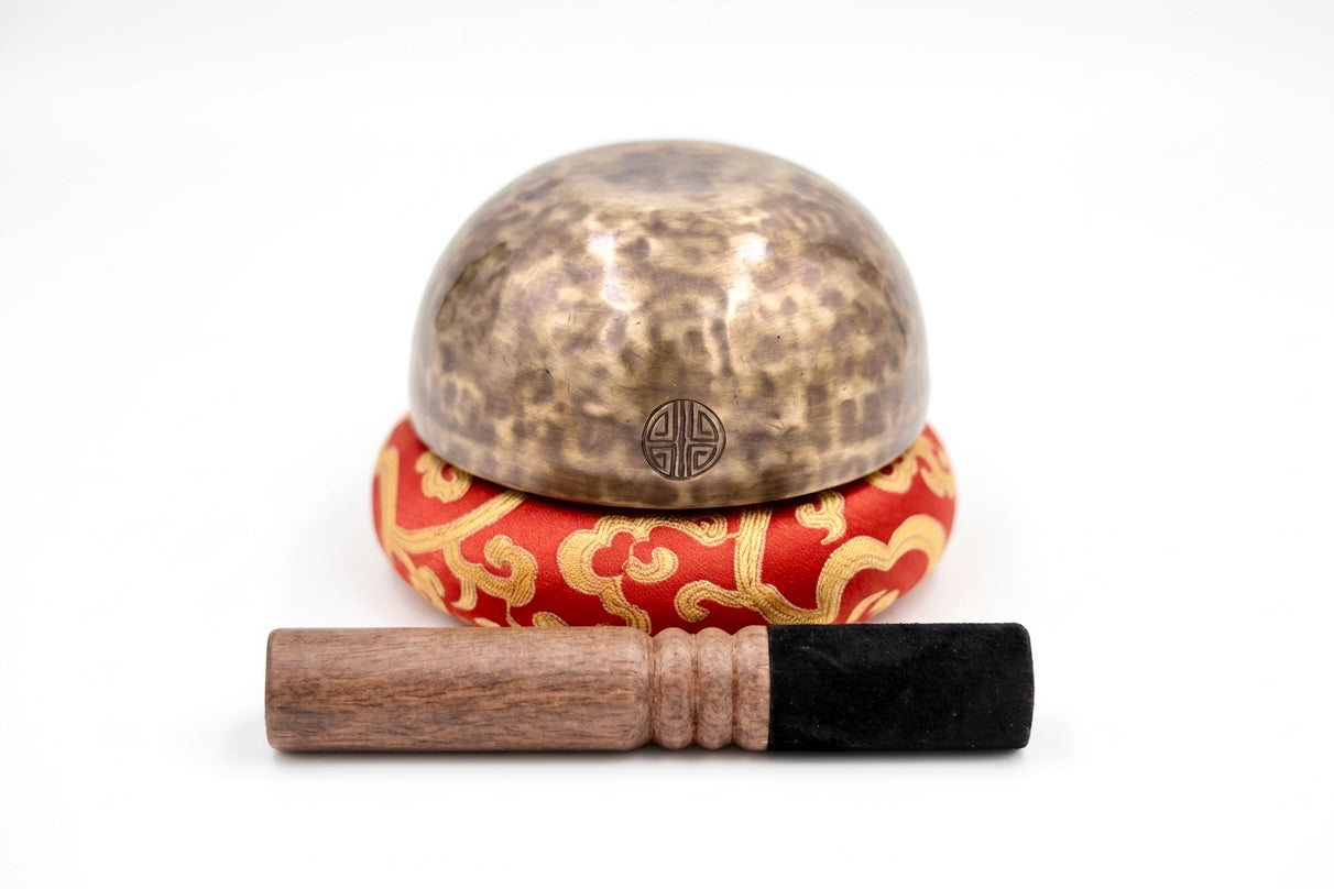 5” Tiger Eye Tibetan Singing Bowl – Full Moon Handmade Nepal Meditation Sound Healing Bowl