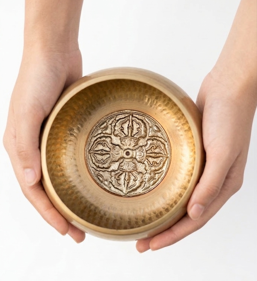 Double Dorje Hand-Hammered Tibetan Singing Bowl for Meditation and Sound Therapy