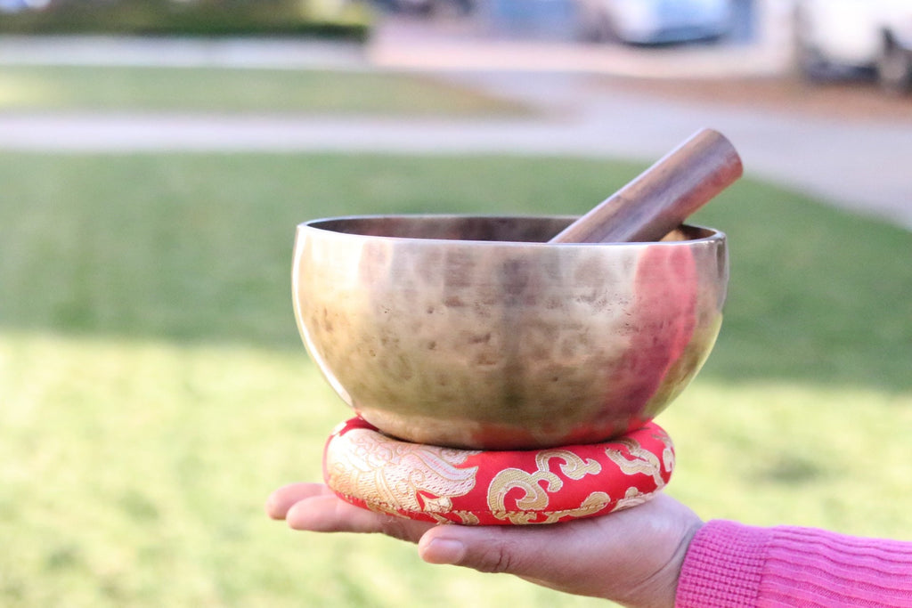 7 Inch Handmade Tibetan Singing Bowl Set with Mallet & Cushion