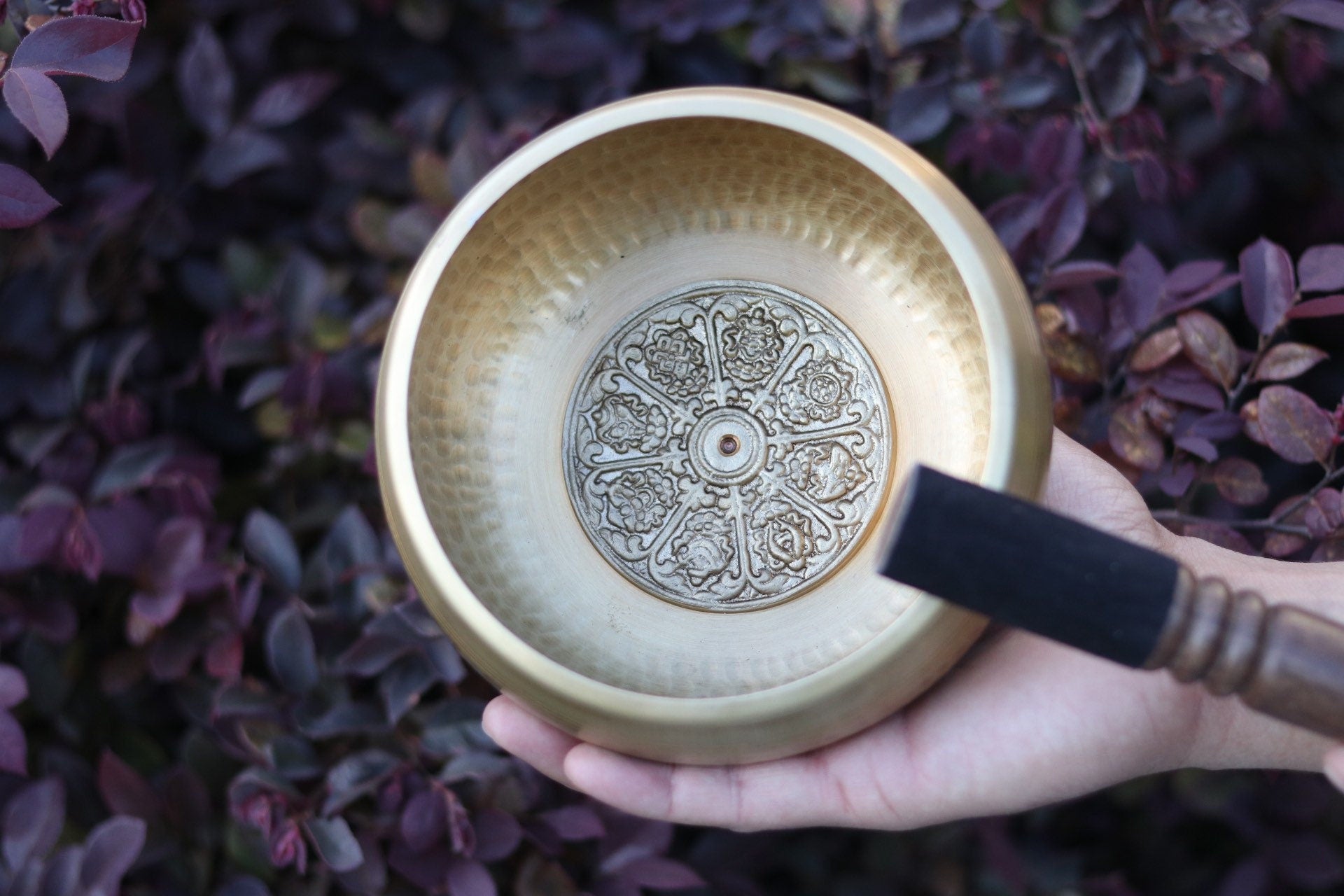 Ashtamangala | Hand Beaten Singing Bowl, 5.5" | Sound Therapy Meditation