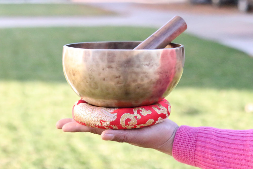 7 Inch Handmade Tibetan Singing Bowl Set with Mallet & Cushion